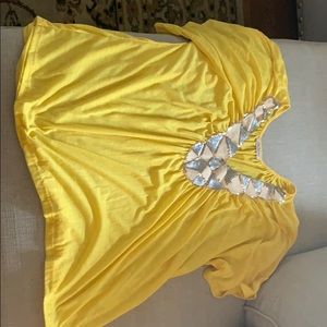 Bright yellow blouse with sequins!